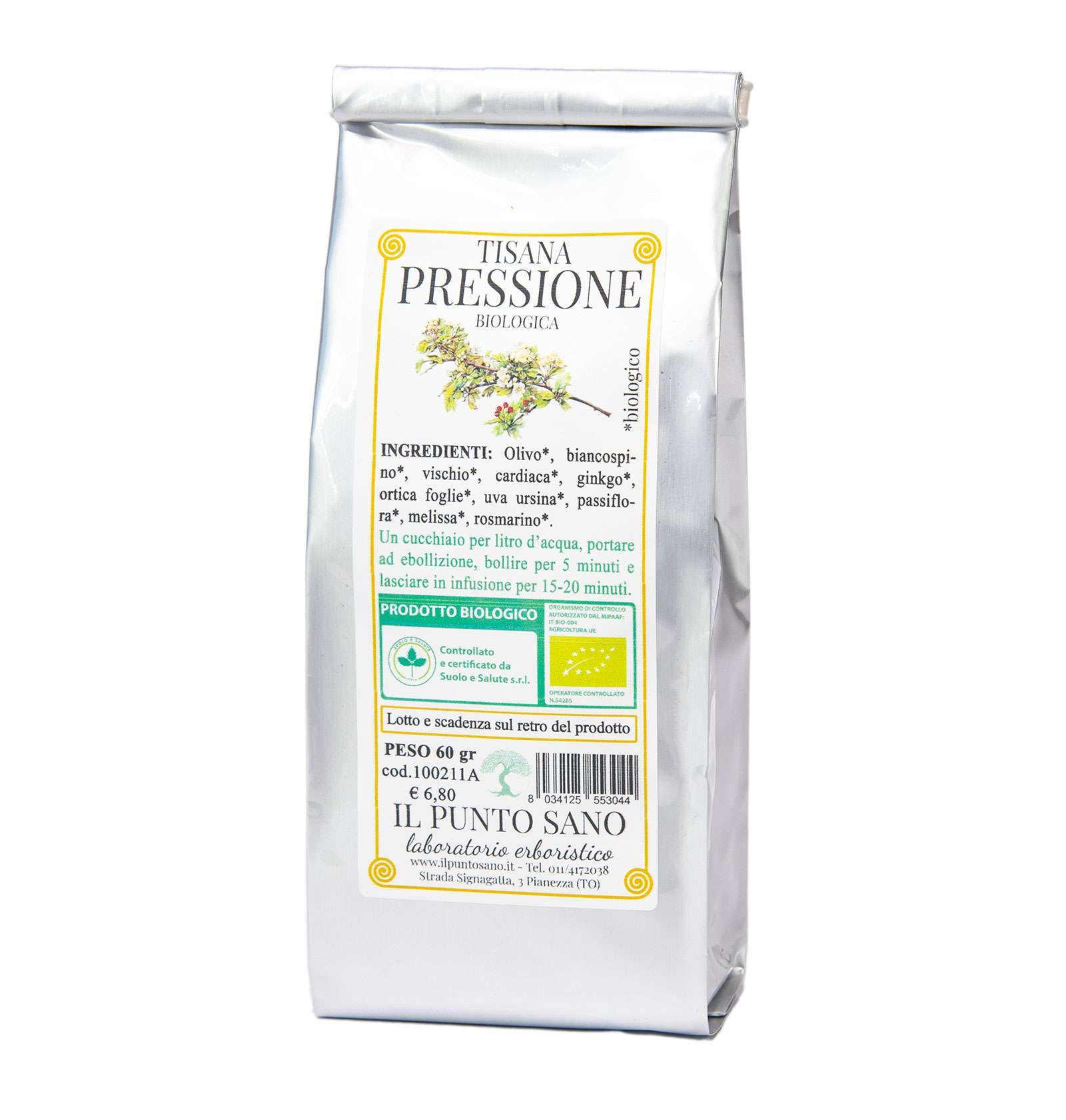 Tisana "Pressione Alta" Tisana per il benessere cardiovascolare con erbe naturali.