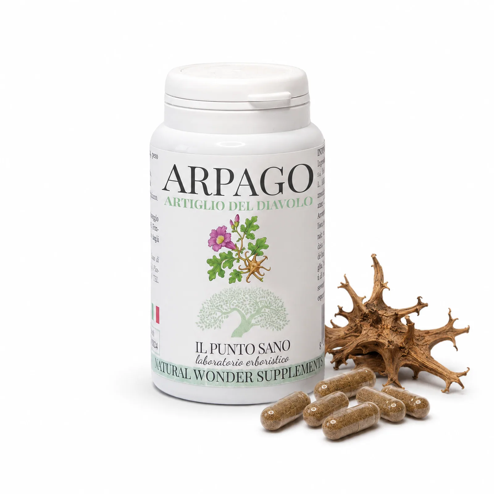 Arpago Artiglio del Diavolo con Capsule Vegetali – Il Punto Sano Arpago Artiglio del Diavolo Il Punto Sano con radice naturale e capsule vegetali