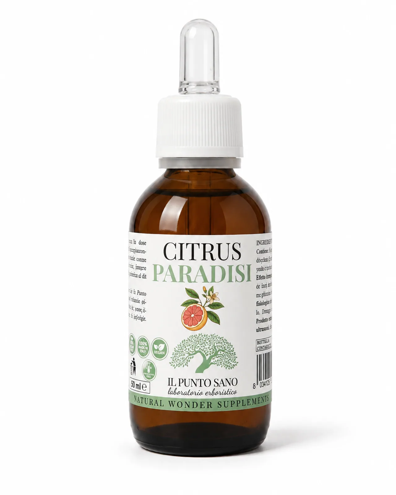 Citrus Paradisi – Flacone contagocce da 50 ml Citrus Paradisi Il Punto Sano flacone contagocce da 50 ml con estratto di semi di pompelmo