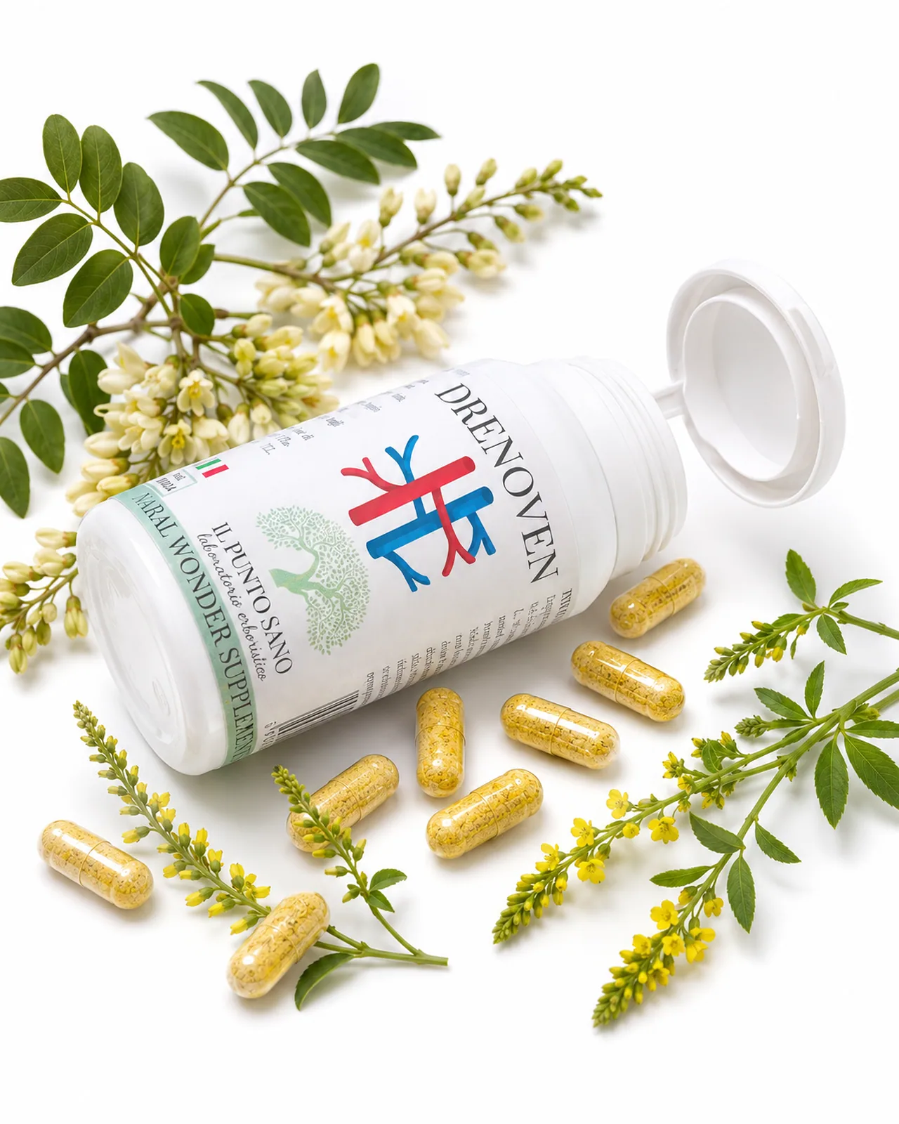 Drenoven con capsule, Meliloto e Rutina Drenoven Il Punto Sano con capsule, meliloto e rutina, integratore alimentare per supportare microcircolo, ritorno venoso e benessere vascolare