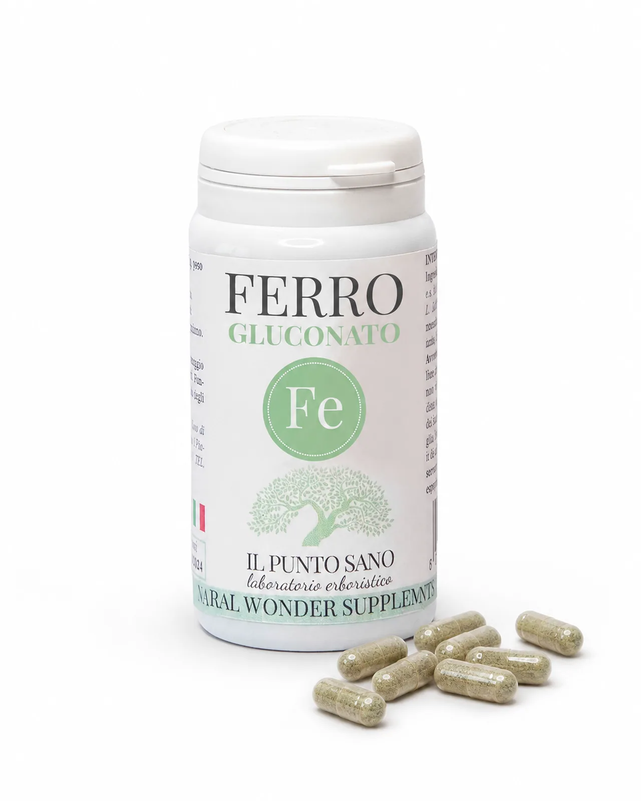 Ferro Gluconato – Integratore in capsule | Il Punto Sano Integratore Ferro Gluconato Il Punto Sano con capsule vegetali, formulato con ferro e lievito di birra per supportare metabolismo energetico e riduzione di stanchezza e affaticamento.