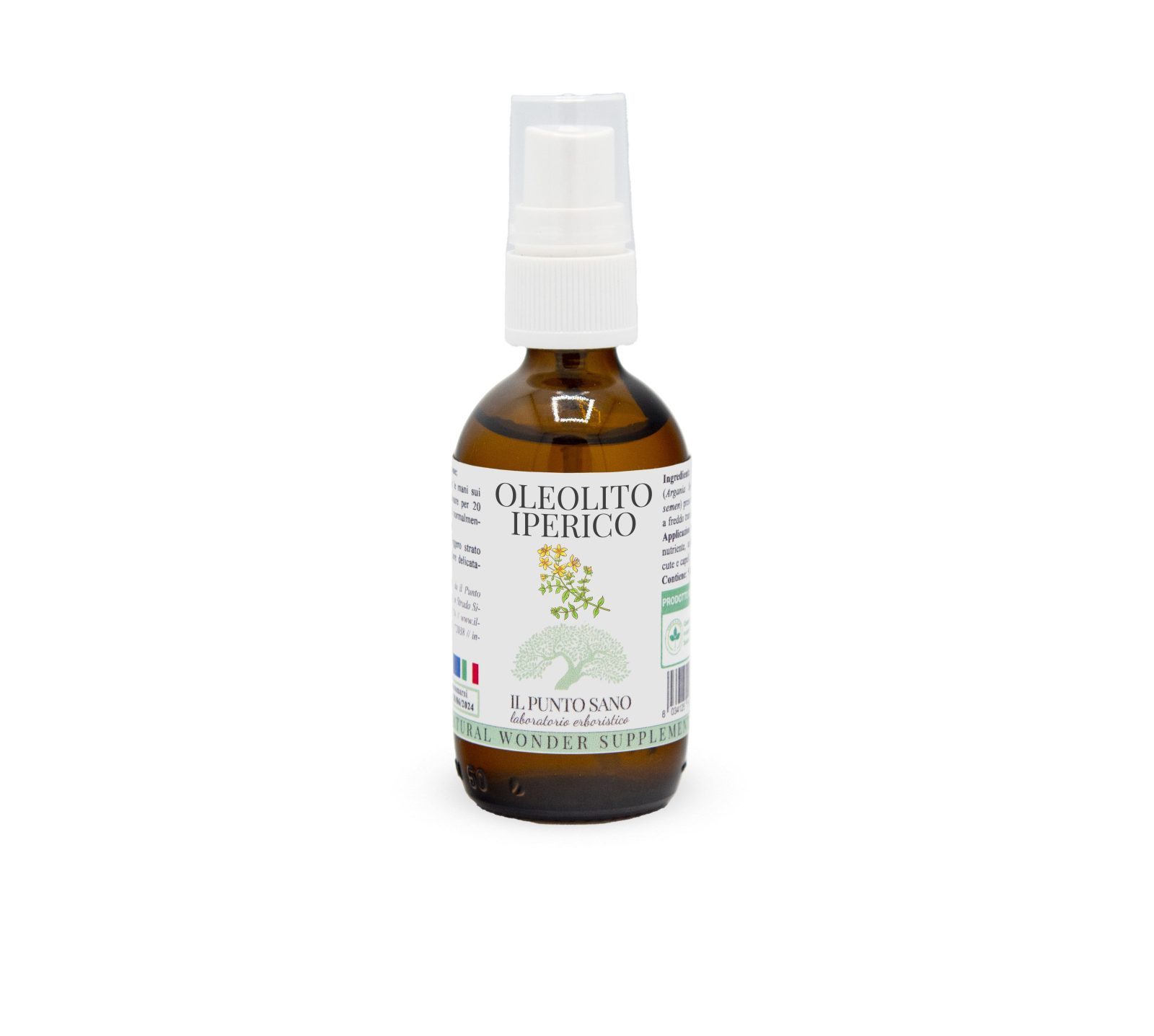 Oleolito di Iperico Biologico Cicatrizzante e Lenitivo - Il Punto Sano Flacone di Oleolito di Iperico Bio de Il Punto Sano, rimedio naturale rosso intenso per la rigenerazione cutanea, scottature e massaggi muscolari.