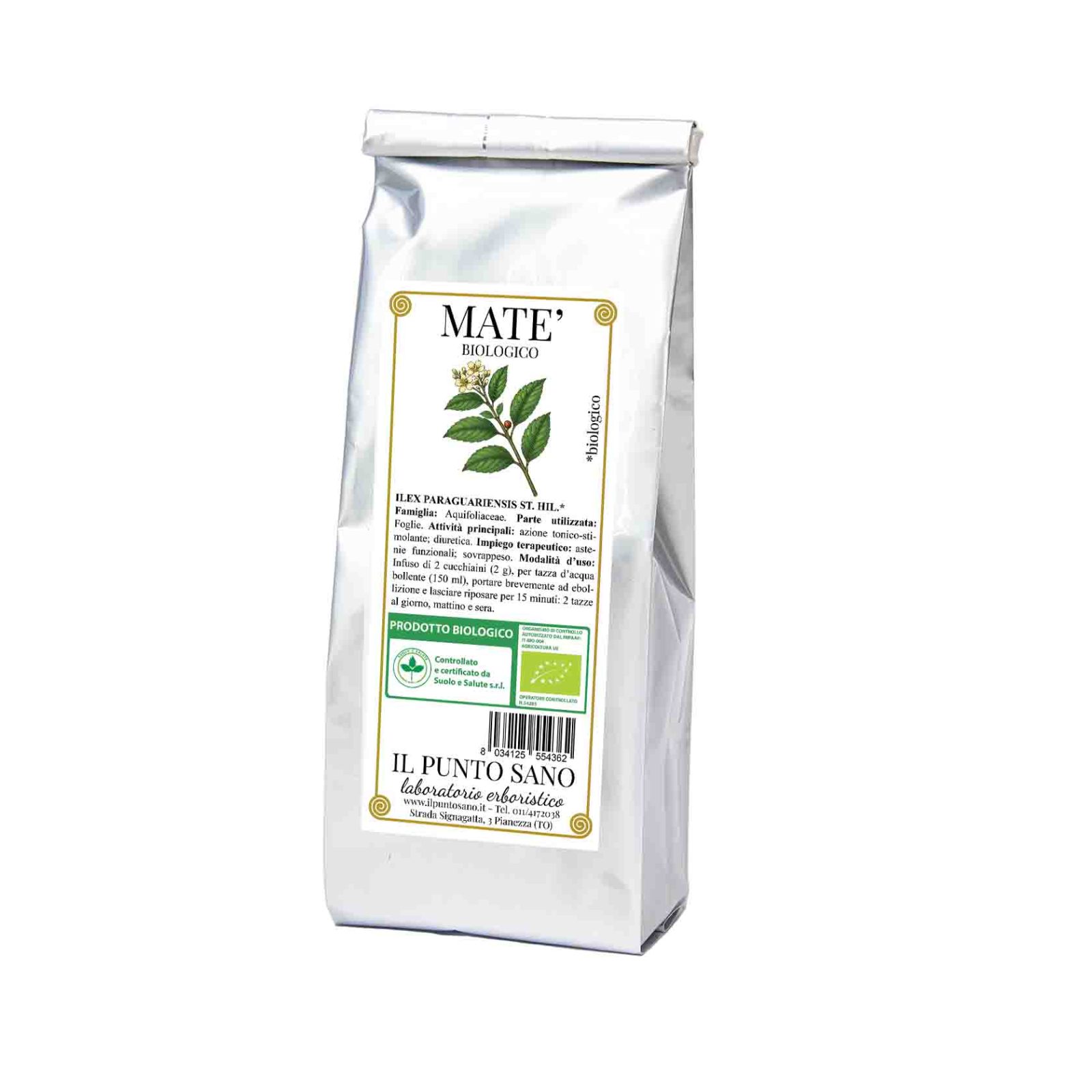 Matè Biologico Foglie - Stimolante Metabolico e Antiossidante - Il Punto Sano Foglie di Matè biologico de Il Punto Sano, potente termogenico naturale, stimolante del metabolismo basale e antiossidante ricco di acido clorogenico.