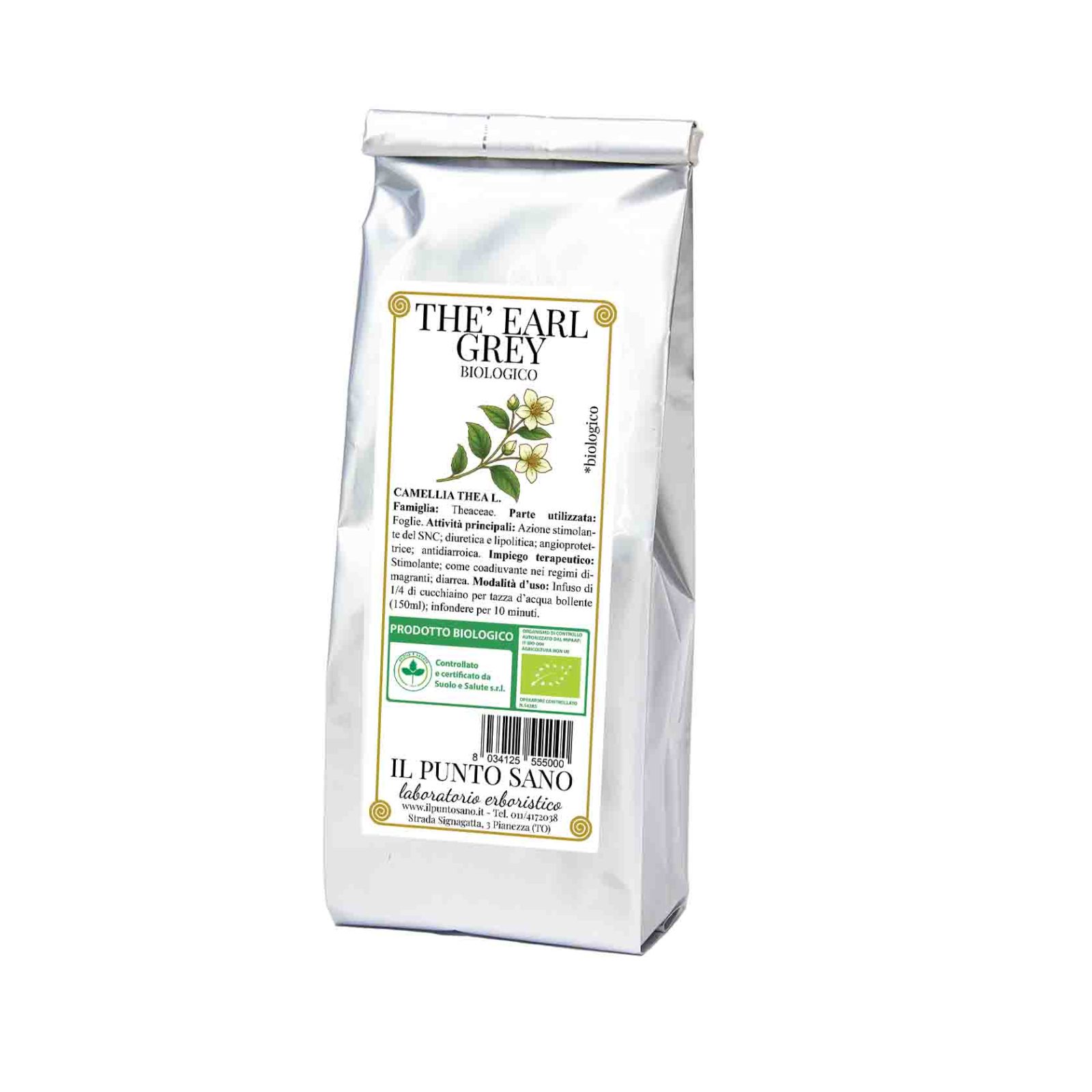 Tè Nero Earl Grey Biologico con Bergamotto Naturale - Il Punto Sano Foglie di Tè Nero Earl Grey bio de Il Punto Sano, aromatizzato con olio essenziale di bergamotto, ideale per energia e concentrazione mentale.
