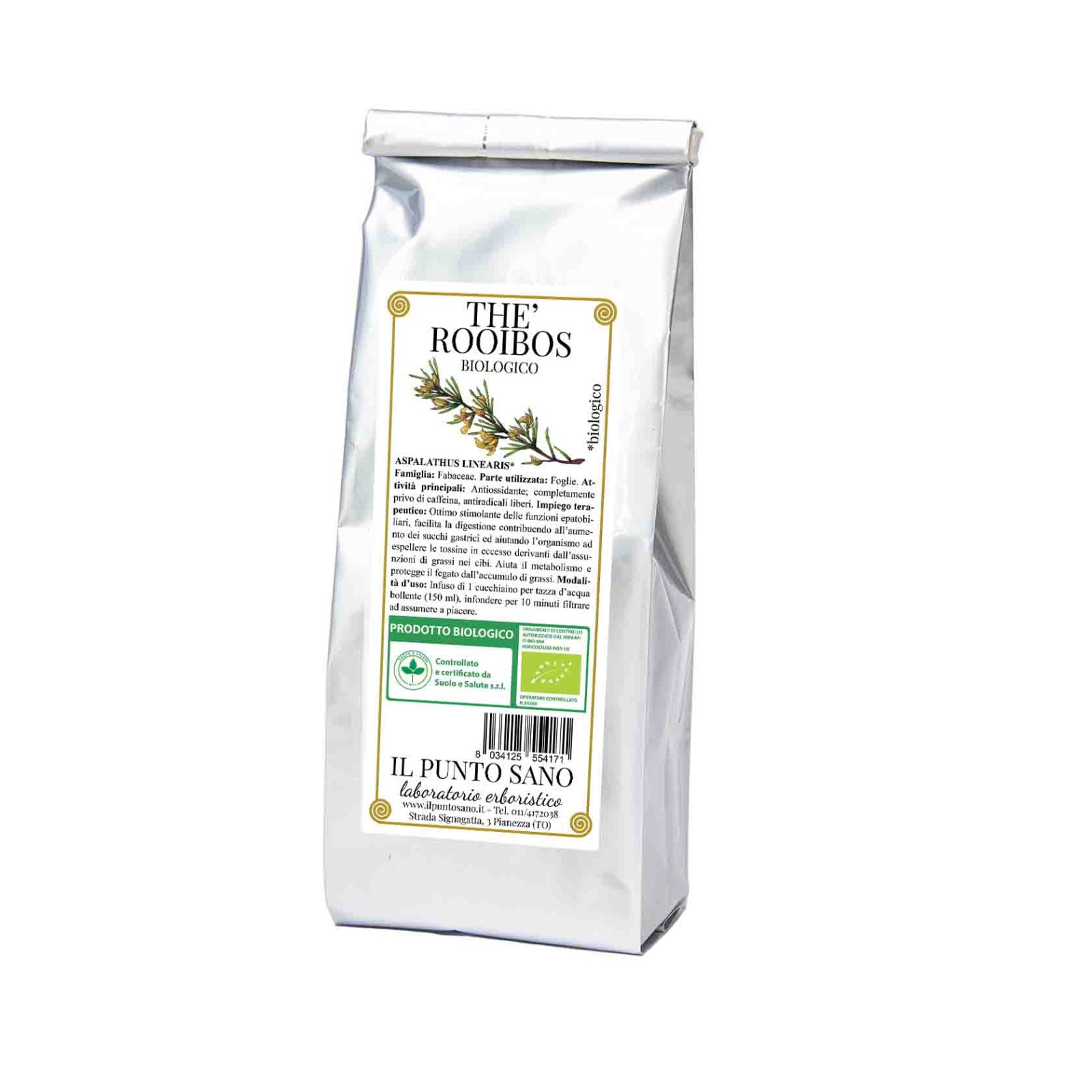 Tè Rooibos Biologico Senza Teina e Ricco di Minerali - Il Punto Sano Infuso di Rooibos rosso biologico de Il Punto Sano, bevanda naturale senza caffeina ricca di antiossidanti, ideale per bambini e sportivi.