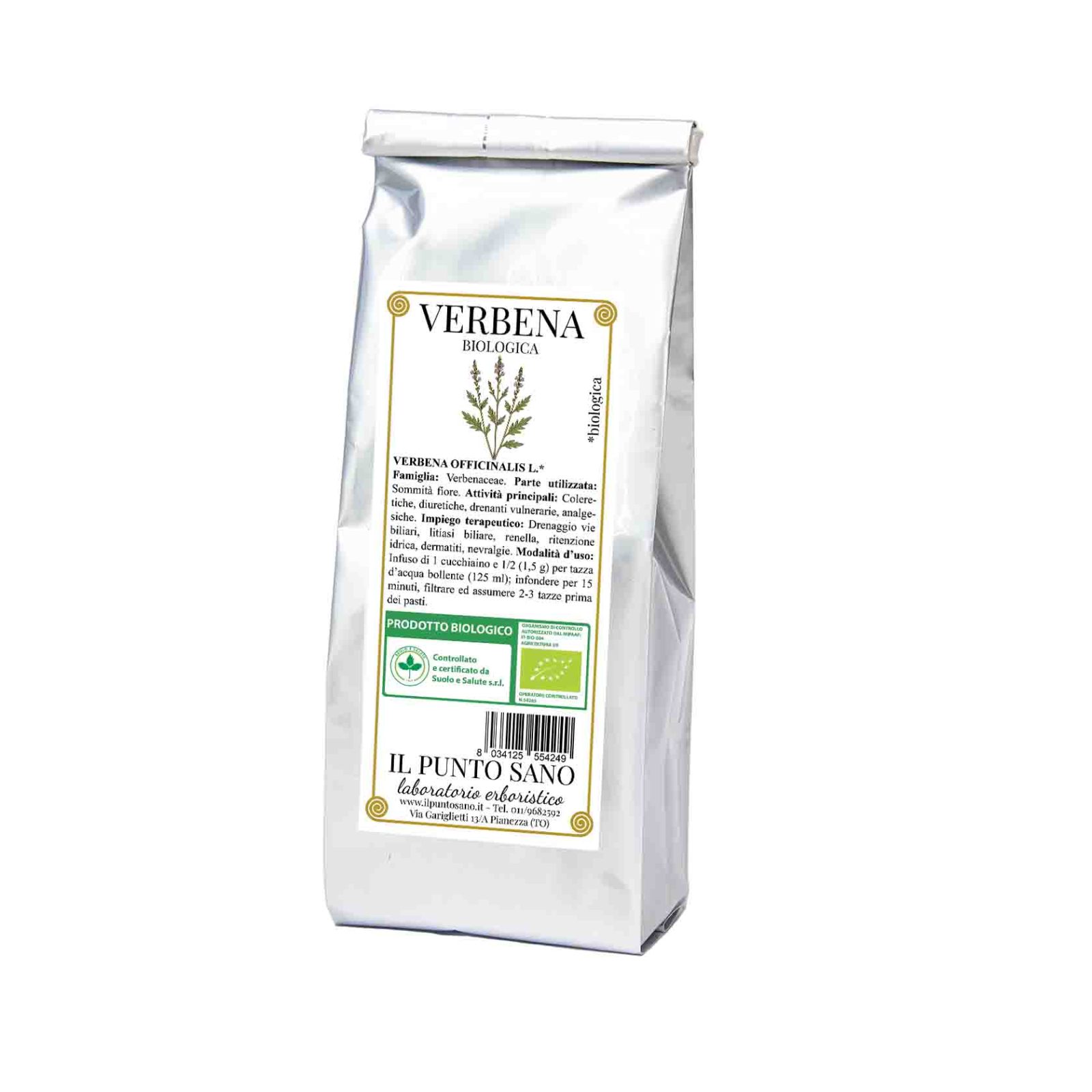 Verbena Officinale Biologica Digestiva e Rilassante - Il Punto Sano Foglie di Verbena officinale bio de Il Punto Sano, ideale per tisane digestive, contro il gonfiore addominale e per il rilassamento nervoso.