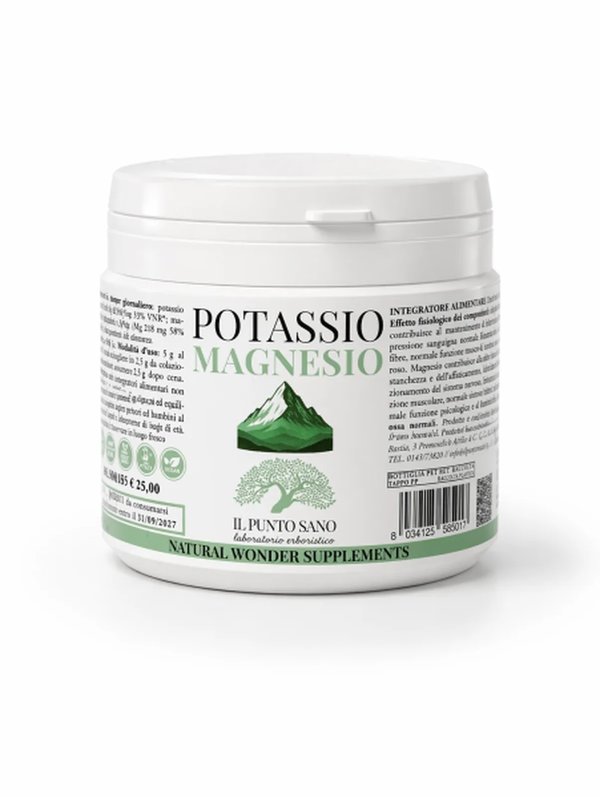 Potassio Magnesio – Integratore di sali minerali Potassio Magnesio Il Punto Sano, integratore alimentare di sali minerali in polvere formulato per supportare l’equilibrio elettrolitico, la normale funzione muscolare, il sistema nervoso e il tono energetico