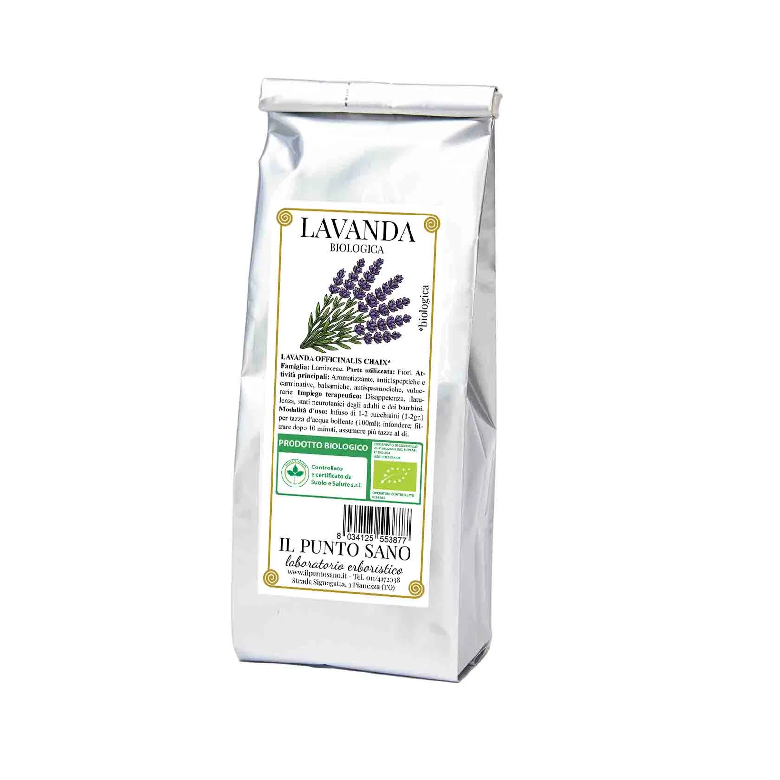 Lavanda Biologica Fiori - Proprietà Rilassanti e Antisettiche - Qualità Superiore Fiori di Lavanda biologica essiccati, rimedio naturale per ansia, insonnia, disturbi digestivi e irritazioni cutanee.