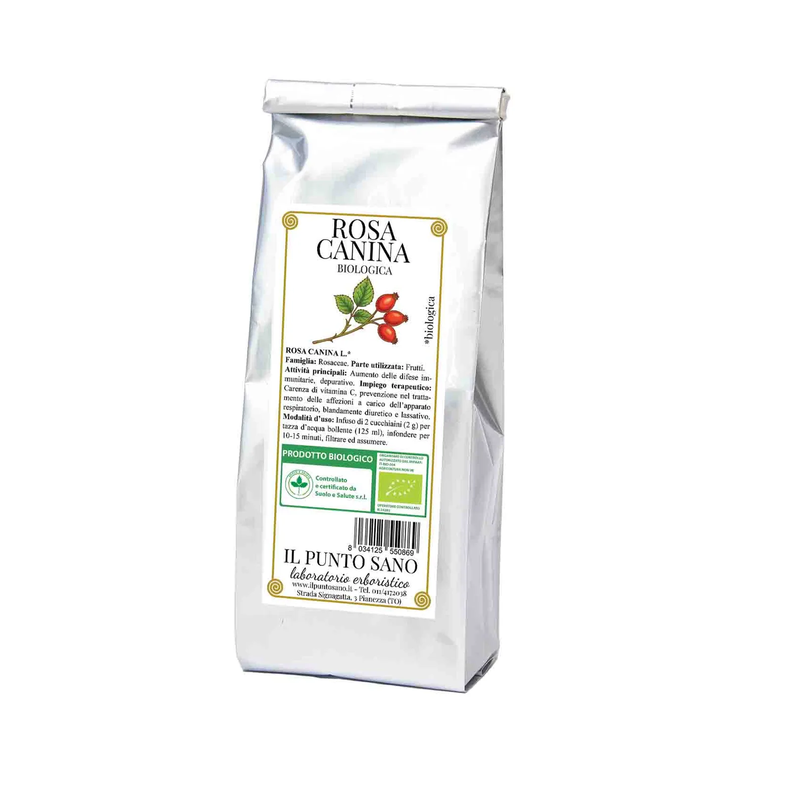 Rosa canina biologica in frutti per tisane Confezione di rosa canina biologica Il Punto Sano, frutti di Rosa canina L. selezionati per tisane dal gusto acidulo e naturalmente ricche di tradizione erboristica.